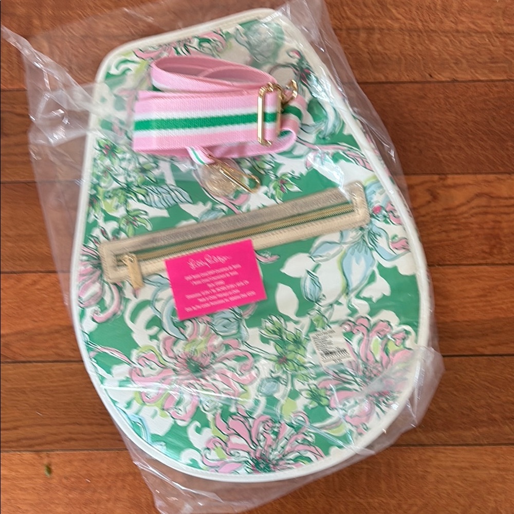 Lilly Pulitzer Green Pink Floral Crossbody Bag